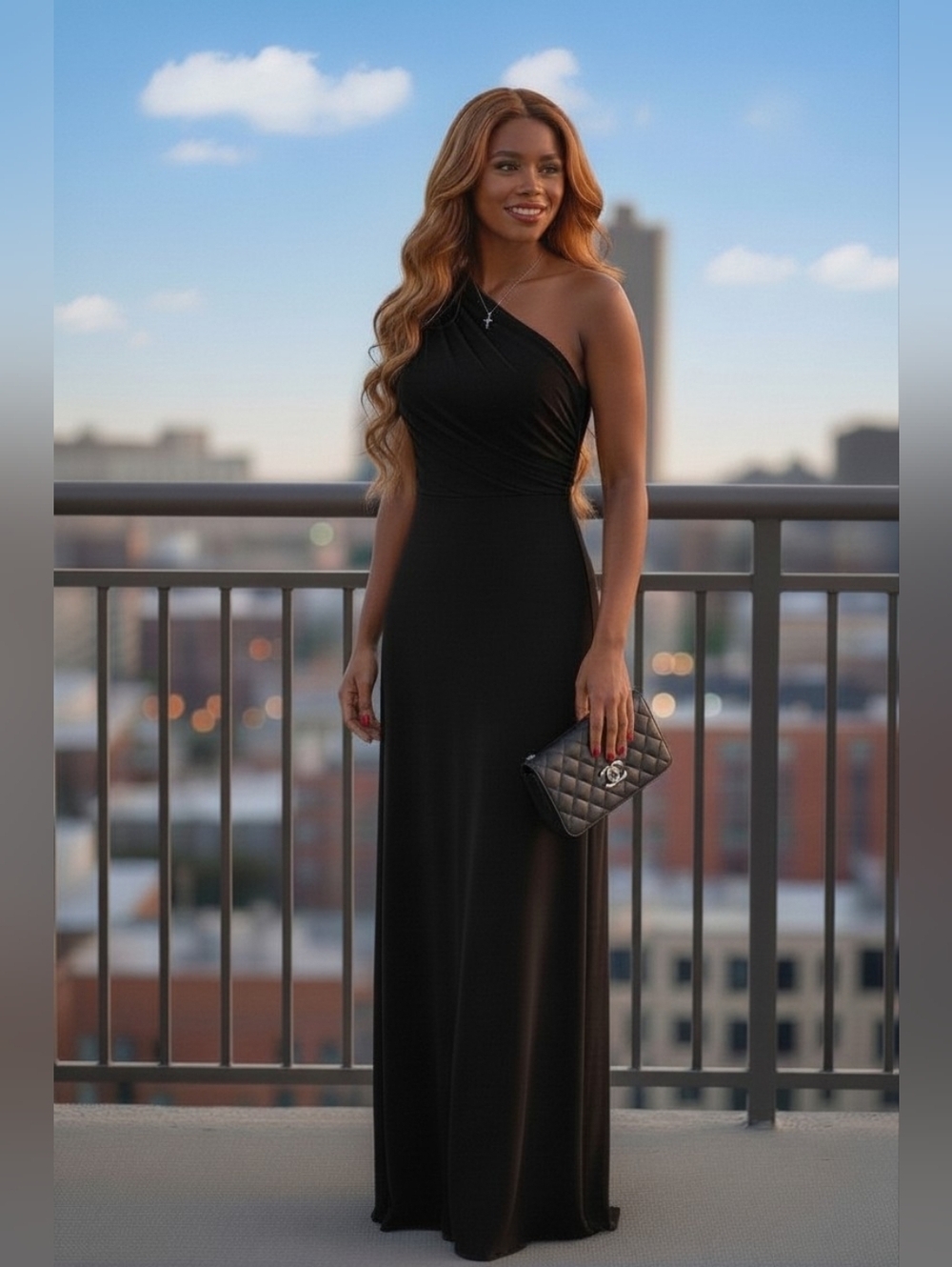 Ann Taylor Black One Shoulder Maxi Gown Formal Dress Size 0 Evening Elegant